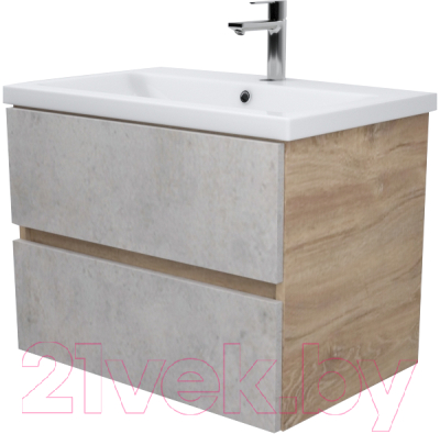 Тумба под умывальник Дабер 011 Andrea Elen 80 / Т11.8А.0.7 (дуб канзас коричневый/бетон чикаго) - фото