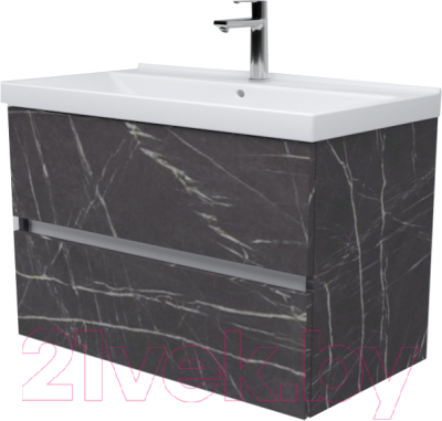 Тумба под умывальник Дабер 011 Andrea Elen 80 / Т11.8А.0.12Б (мрамор черный/белый) - фото
