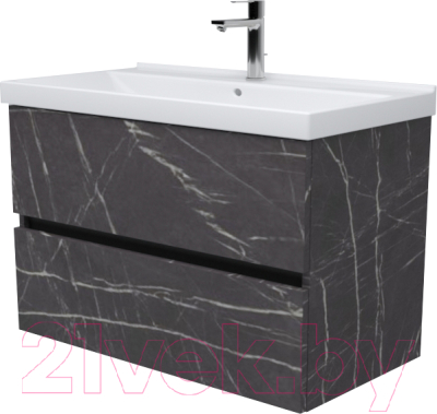 Тумба под умывальник Дабер 011 Andrea Elen 80 / Т11.8А.0.12Ч (мрамор черный/черный) - фото