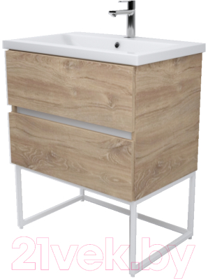Тумба под умывальник Дабер 012 Andrea Elen 80 / Т12.8А.1.6Б (дуб канзас коричневый/белый) - фото