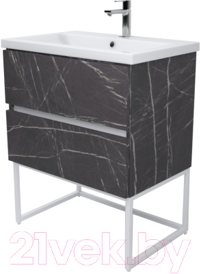 Тумба под умывальник Дабер 012 Andrea Elen 80 / Т12.8А.0.12Б (мрамор черный/белый) - фото