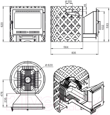 Печь-каменка Этна 24 Панорама М