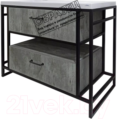 Тумба под умывальник Style Line Лофт 2.2 100 2 ящика PLUS/ниша - фото