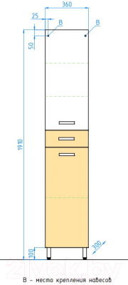 Шкаф-пенал для ванной Style Line Ориноко 36 1 ящик