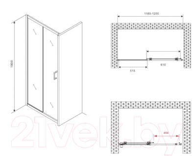 Душевая дверь Abber Schwarzer Diamant AG301205