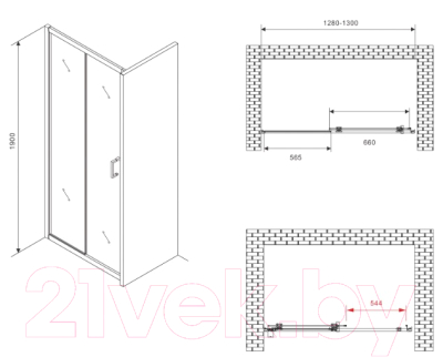 Душевая дверь Abber Schwarzer Diamant AG30130B5