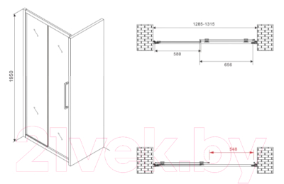 Душевая дверь Abber Schwarzer Diamant AG30130H