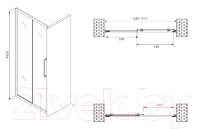 Душевая дверь Abber Schwarzer Diamant AG30130MH