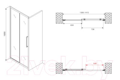 Душевая дверь Abber Schwarzer Diamant AG30140H
