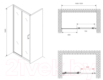 Душевая дверь Abber Schwarzer Diamant AG301505