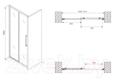 Душевая дверь Abber Schwarzer Diamant AG30150H