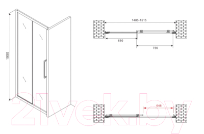 Душевая дверь Abber Schwarzer Diamant AG30150MH
