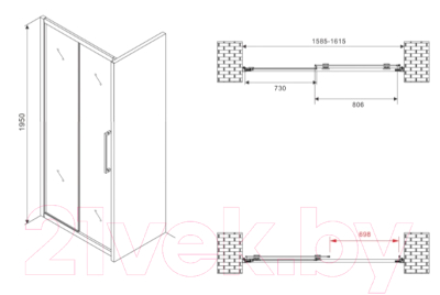 Душевая дверь Abber Schwarzer Diamant AG30160H