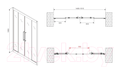 Душевая дверь Abber Schwarzer Diamant AG33150BH