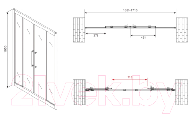 Душевая дверь Abber Schwarzer Diamant AG33170H