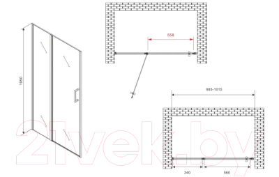 Душевая дверь Abber Sonnenstrand AG04100BS