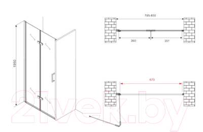 Душевая дверь Abber Zart AG08080P