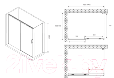 Душевой уголок Abber Komfort AG93170-S92
