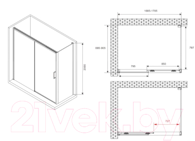 Душевой уголок Abber Komfort AG93170B-S92B