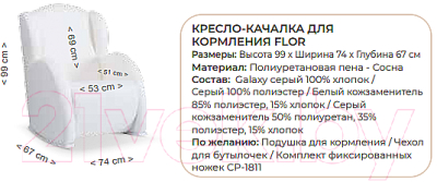 Кресло-качалка Micuna Wing Flor (White/Grey Galaxy)