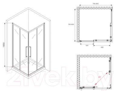 Душевой уголок Abber Schwarzer Diamant AG02080BH
