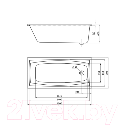 Ванна акриловая Berges Feya 160x70 / 050011