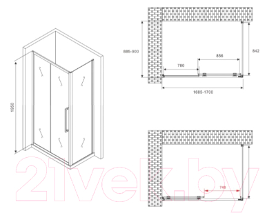 Душевой уголок Abber Schwarzer Diamant AG30170MH-S90M