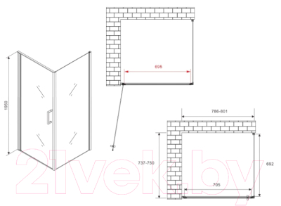 Душевой уголок Abber Sonnenstrand AG04080M-S75M