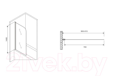 Стеклянная шторка для ванны Abber Ewiges Wasser AG52080B