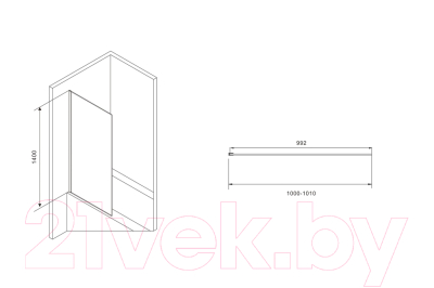 Стеклянная шторка для ванны Abber Immer Offen AG71100B