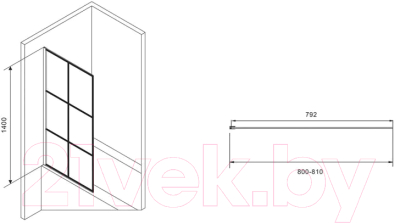 Стеклянная шторка для ванны Abber Immer Offen AG72080B