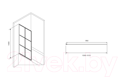 Стеклянная шторка для ванны Abber Immer Offen AG72100B