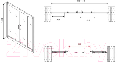 Стеклянная шторка для ванны Abber Schwarzer Diamant AG57150