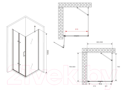 Душевой уголок Abber Zart AG08070P-S81