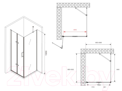 Душевой уголок Abber Zart AG08070P-S91