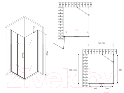 Душевой уголок Abber Zart AG08080P-S101