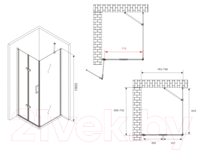 Душевой уголок Abber Zart AG08080P-S71