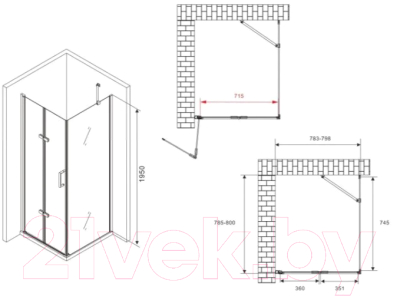 Душевой уголок Abber Zart AG08080P-S81