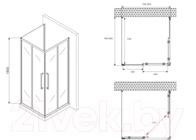 Душевой уголок Abber Schwarzer Diamant AG02080BH-S80B