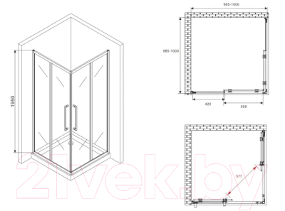 Душевой уголок Abber Schwarzer Diamant AG02100MH