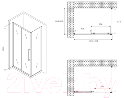 Душевой уголок Abber Schwarzer Diamant AG30100MH-S90M