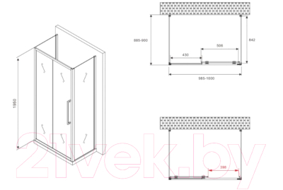 Душевой уголок Abber Schwarzer Diamant AG30100MH-S90M-S90M