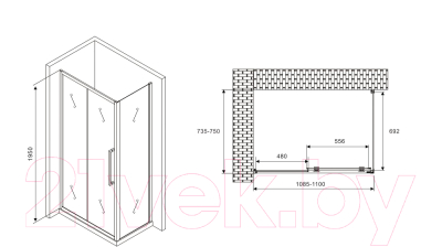 Душевой уголок Abber Schwarzer Diamant AG30110BH-S75B