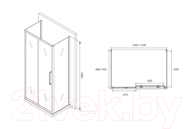 Душевой уголок Abber Schwarzer Diamant AG30110H-S70-S70