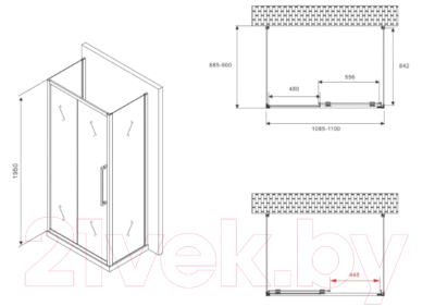 Душевой уголок Abber Schwarzer Diamant AG30110H-S90-S90