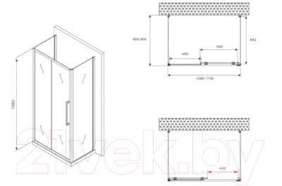 Душевой уголок Abber Schwarzer Diamant AG30110MH-S90M-S90M