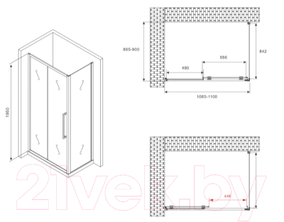 Душевой уголок Abber Schwarzer Diamant AG30110MH-S90M