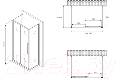 Душевой уголок Abber Schwarzer Diamant AG30120H-S85-S85