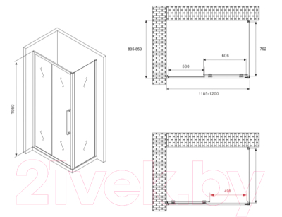 Душевой уголок Abber Schwarzer Diamant AG30120MH-S85M
