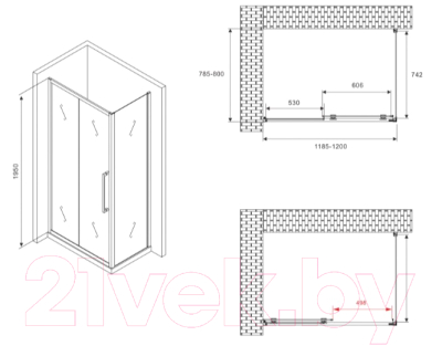 Душевой уголок Abber Schwarzer Diamant AG30120MH-S80M